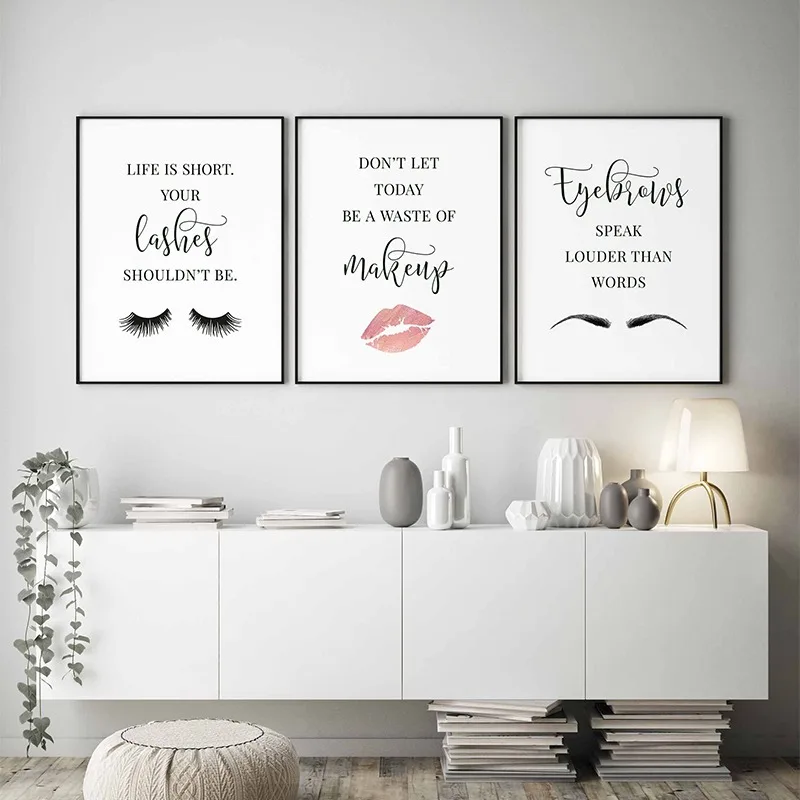 Beauty Of Makeup Quotes - ماكياج يقتبس ملصق رمش الحواجب أحمر