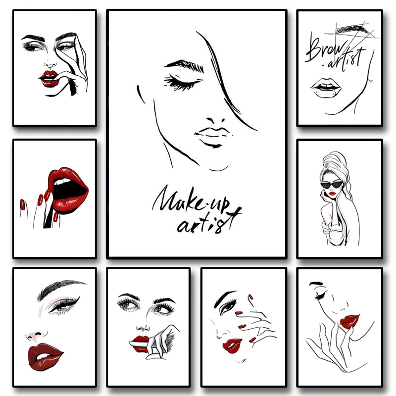 Beauty Of Makeup Quotes - لوحة فنية جدارية عصرية للمكياج بتصميم