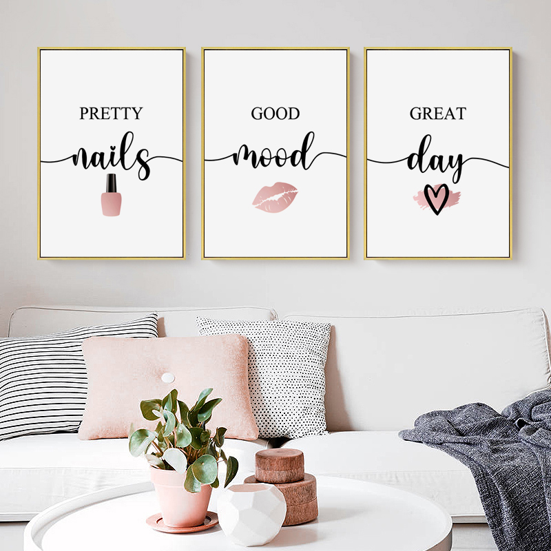 Beauty Of Makeup Quotes - لوحات فنية جدارية قماشية بتصميم نورديك