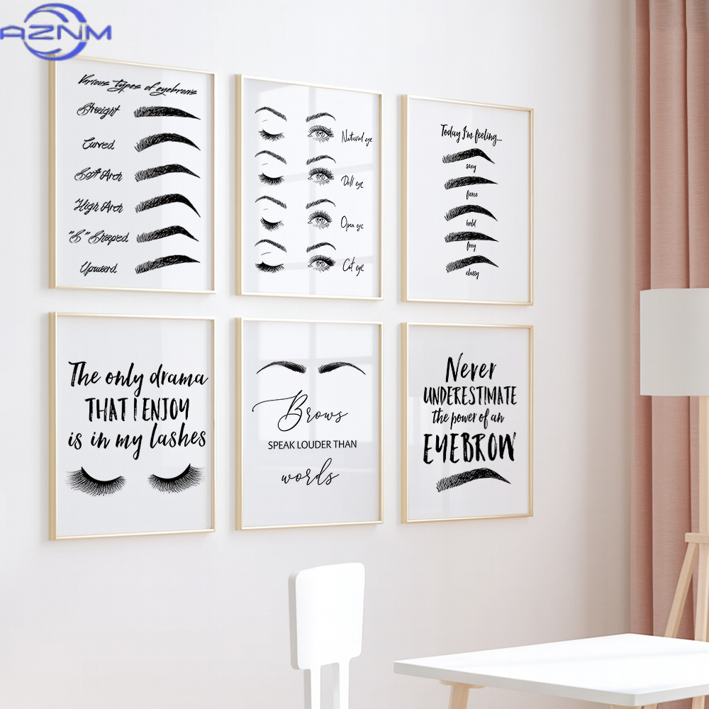 مجموعة من 6 لوحات فنية جدارية  - مراجعة Beauty Of Makeup Quotes وسعره